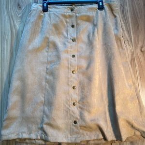 CROFT & BARROW- Faux Suede Buttoned midi Skirt